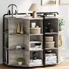 Wooden Corner Cube Storage, 9 Cube Corner Bookshelf, Metal Frame Corner Toy Storage for Playroom, Living Room, Bedroom, Grey - 3 of 4