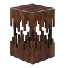 Royal Hampton 24 Inch Accent Side End Table, Brown Acacia Wood, Slatted Square Top, Handcrafted Abstract Silhouette - 4 of 4