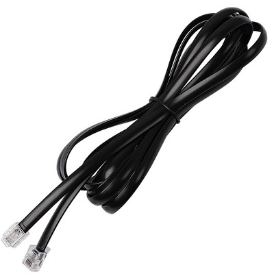 Unique Bargains Plastic RJ12 6P6C Flame-retardant PVC 8.4Ft Telephone Extension Line Black 1 Pc