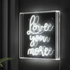 15" Love You More Square Contemporary Glam Acrylic Box USB Operated LED Neon Light White - JONATHAN Y: Modern Decor, Integrated LED, USB Powered - 4 of 4