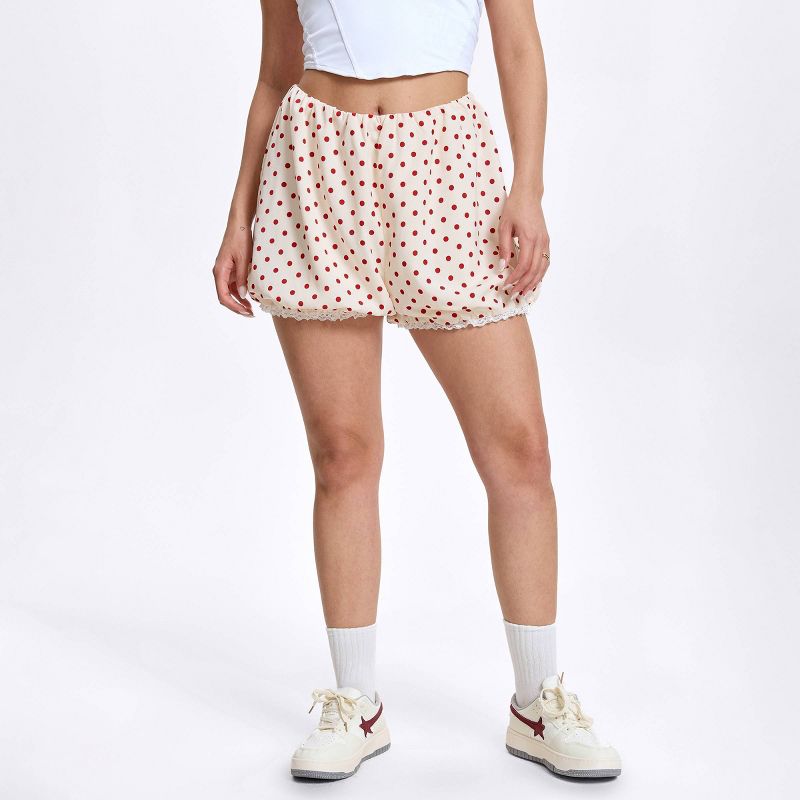 Women's Lace Bubble Shorts - Wild Fable™ Beige Polka Dots XS