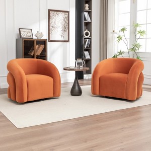 SEYNAR Modern Glam Velvet 360 Degree Swivel Accent Armchair with Tufted Back Set of 2 - 1 of 4