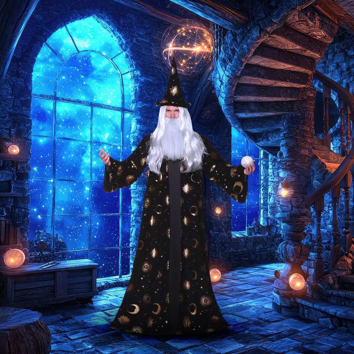 Celestial Wizard Robe -Black Adult Costume - thumbnail 2