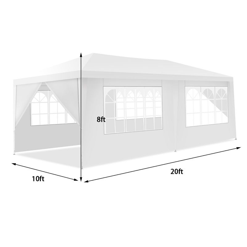Costway 10'x20' Canopy Tent Heavy Duty Wedding Party Tent 6 Sidewalls W/Carry Bag, 2 of 11