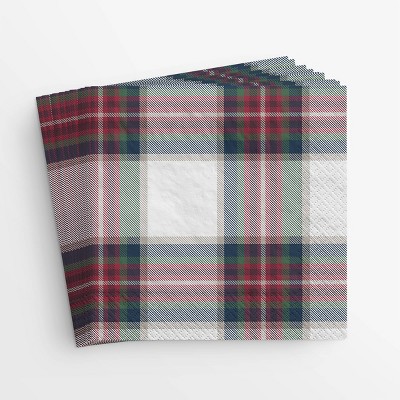 20ct Plaid Lunch Disposable Napkin Red - Wondershop™