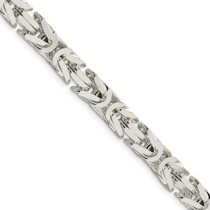 Black Bow Jewelry Mens 7.5mm Sterling Silver Square Solid Byzantine Chain Necklace - 1 of 4