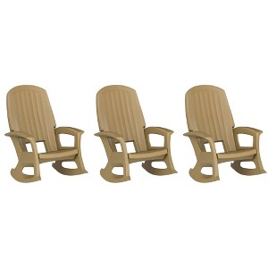 Semco Rockaway Heavy-Duty Outdoor Rocking Chair w/Low Maintenance All-Weather Porch Rocker & Easy Assembly for Deck and Patio, Taupe (3 Pack) - 1 of 4