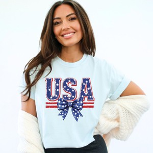 Simply Sage Market Coquette USA Bow Garment Dyed Tee - 1 of 4