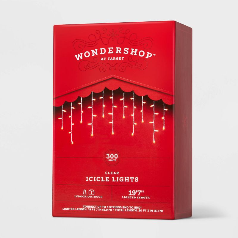 300ct Incandescent Mini Christmas Christmas Icicle Lights Clear with White Wire - Wondershop&#8482;, 5 of 7