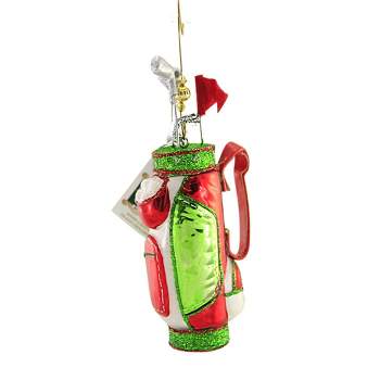Noble Gems Golf Club Bag With Clubs  -  One Ornament 5.5 Inches -  Christmas Ornament  -  Nbx0072  -  Glass  -  Red