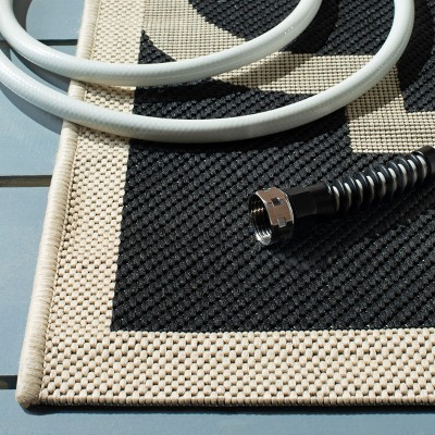 Safavieh Courtyard 5'3" x 7'7" Black/Beige Flat Woven Reversible Area Rug