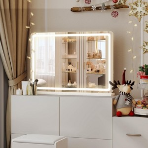 TUYOHW Chic Vanity Mirror with LED Lights,3-Mode Makeup Mirror Freestanding Tabletop Mirror for Bathroom,Touch Screen Control Desk Mirror - 1 of 4