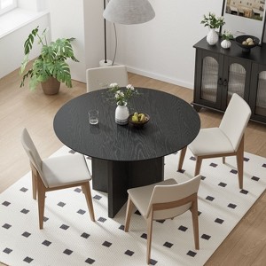 42" Farmhouse Round Brown Dining Table for 4 People with Round Arched Table Legs for Dining Room and Living Room - 1 of 4