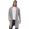COOFANDY Men's Long Hooded Cardigan Shawl Collar Lightweight Open Front Drape Cape Overcoat with Pockets - 3 of 4