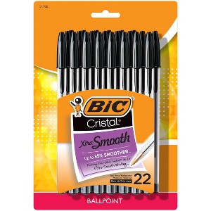 BIC Cristal Xtra Smooth Ballpoint Pens, 22ct - Black: Smooth Writing, Stationery, Office Supplies, 1.0mm Point Size - 1 of 4