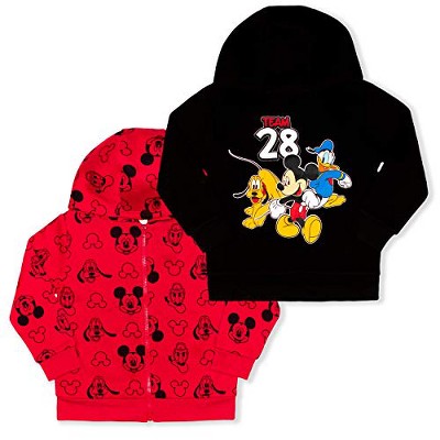 Disney Boy's 2-Pack Team 28 Mickey and Friends Zip Up Hoodie and Pullover Hooded Sweatshirt Set for kids