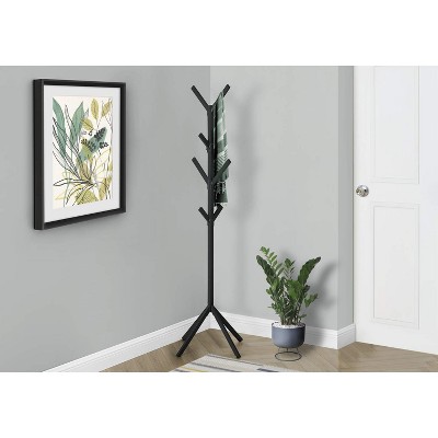 Black Metal 70-Inch Contemporary Coat Rack with 8 Hooks