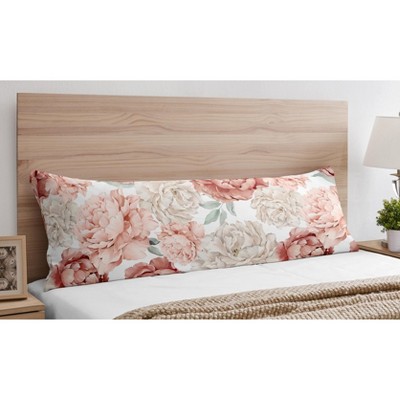 Blush Pink and Ivory Floral Microfiber Body Pillow Case
