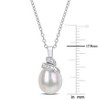 EVERLY JEWELRY | Sterling Silver 6.5-7mm Cultured Freshwater Pearl and Diamond Accent Swril Pendant with Chain - 18 in - 3 of 4