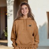 Dalix Butterfly Embroidery Washed Sweatsuit Set Hoodie Jogger Soft Fleece Relaxed Fit Lounge Womens in Camel XL X-Large - 4 of 4