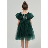 2Bunnies Girls Babydoll Sequin Bodice Tulle Bow Princess Dress Puff Sleeve - 4 of 4