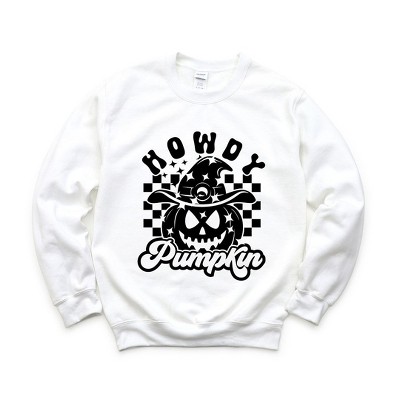 Simply Sage Market Women's Graphic Sweatshirt Howdy Pumpkin Checkered