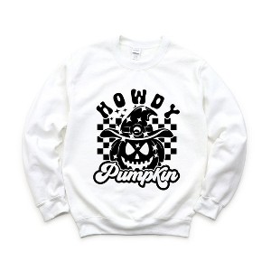 Simply Sage Market Women's Graphic Sweatshirt Howdy Pumpkin Checkered - 1 of 4