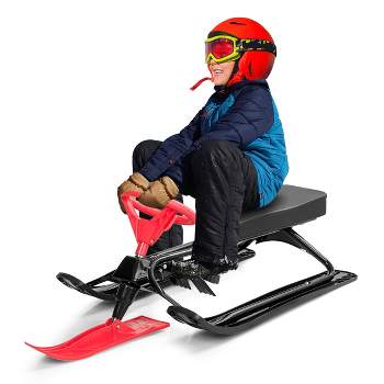 Wooden sled sled for children steering sled with back foot bag and slider