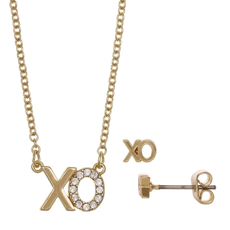 FAO Schwarz "XO" Pendant Necklace & Stud Earring Set, 1 of 4