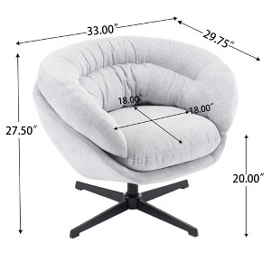 Gulches Gray Modern Chenille Office Chair, 360¡ã Swivel Accent Club Chair with Removable Cushion & Black Metal Base, Ergonomic Round Chair - 1 of 4