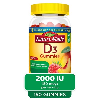 Nature Made Vitamin D3 2000 IU (50 mcg) Gummies - Strawberry, Peach & Mango - 150ct