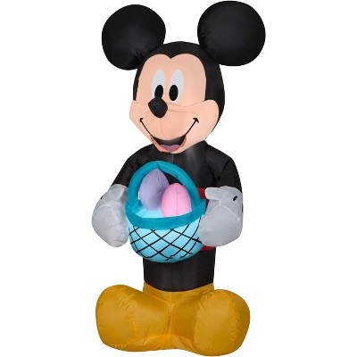 Gemmy Airblown Inflatable Mickey Mouse with Easter Basket, 3.5 ft Tall, black