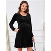 Clearlove Women's Velvet Maternity Nursing Dress Stretchy Breastfeeding Gown Elegant Bump Flowy Maxi - 2 of 4