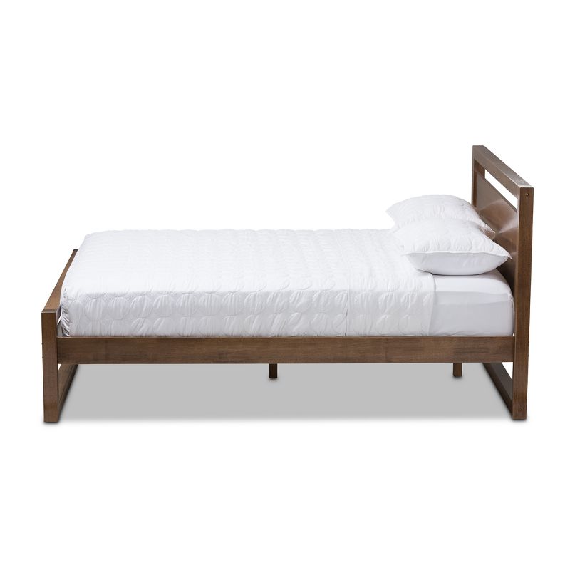 King Torino Mid Century Modern Solid Wood Open Frame Style Platform Bed Brown - Baxton Studio, 3 of 10