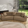 Famapy Curved Brown Coffee Color Sofa - Plush Cushions with 3-Pillows , Modern Living Room Centerpiece - 2 of 4