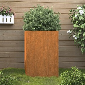 Aghana Digitals Corten Steel Outdoor Rectangular Planter - 20.5"x19"x29.5", Rust Patina Finish, - 1 of 4