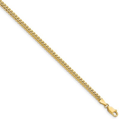 Black Bow Jewelry 3.5mm 14k Yellow Gold Solid Miami Cuban (Curb) Chain Necklace