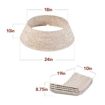 Washed White Woven Hyacinth Christmas Tree Collar