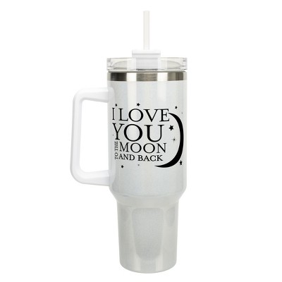 Elanze Designs I Love You to The Moon and Back Stars 40 oz. Stainless Steel, Large Water Bottle Coffee Mug, Spill & Leak Resistant, Thermal Travel