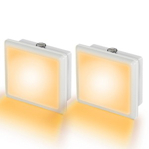 YANSUN 2-Pack 0.3W Plug-in Light-Controlled Night Light, Square Design, Amber Light, No Dimming, U.S. Two-Prong Plug - 1 of 4