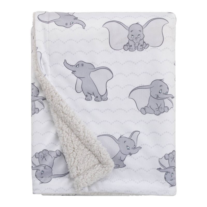 Disney Dumbo Super Soft Baby Reversible Blanket with Faux Shearling Back, 2 of 5
