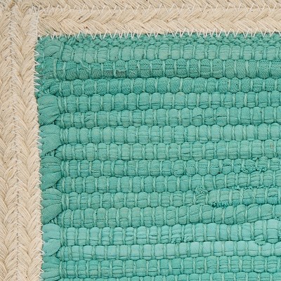 Sea Spray Aqua Cotton Table Runner with Cream Border, 15" x 72"