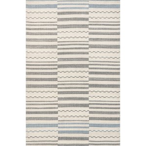 Nuloom Emika Striped Hand Woven Cotton Indoor Area Rug 5' x 8' in Light Gray - 1 of 4