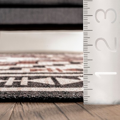 Beige 4' x 6' Reversible Synthetic Medallion Area Rug