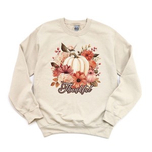 Simply Sage Market Women's Graphic Sweatshirt Thankful Pumpkin Floral - 1 of 2