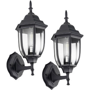 C Cattleya 1-Light Die-Cast Aluminum Outdoor Wall Sconce with Black Finish, 2 Pack - 1 of 4