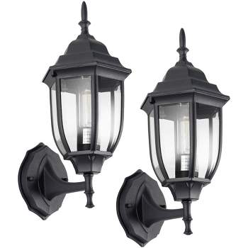C Cattleya 1-Light Die-Cast Aluminum Outdoor Wall Sconce with Black Finish, 2 Pack