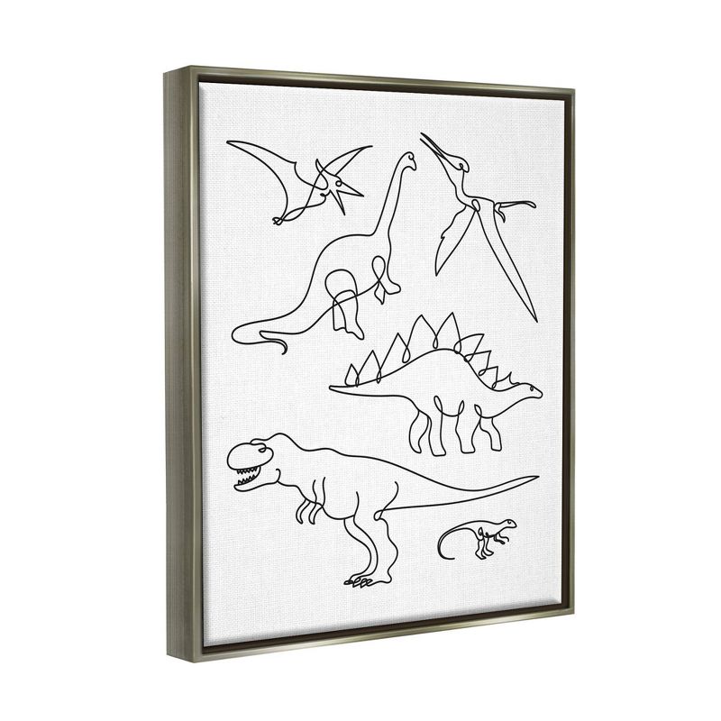 Kids&#39; Wall Art by Melissa Wang Various Dinosaurs Outline Doodles Gray Framed Kids&#39; Floater Canvas - Stupell Industries, 3 of 8