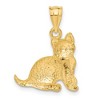 Black Bow Jewelry 14k Yellow Gold Satin and Polished, Diamond Cut Cat Pendant - 3 of 4