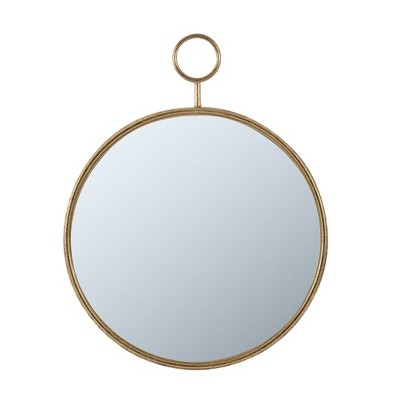22" Framed Mirror Wall Decor Gold - A&B Home: Circular, Modern Design, Metal Frame, Wall Mount